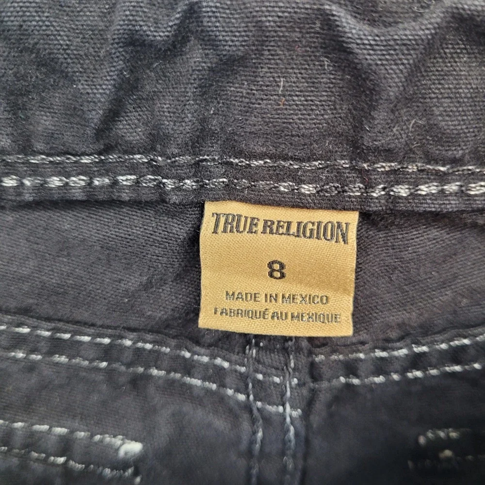 True Religion Cargo Runner Boys Size 8 Black Cotton Jogger Pants 716WB09‎